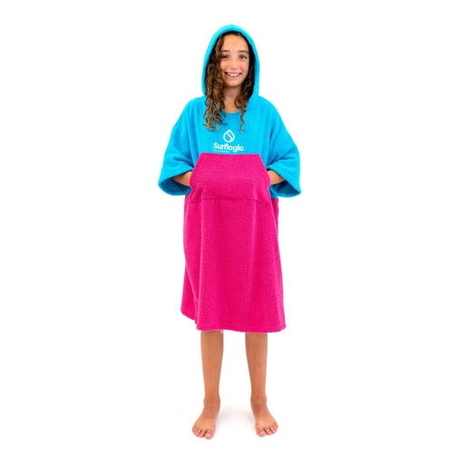 [220] PONCHO SURFLOGIC JUNIOR CYAN/ROSA NEON