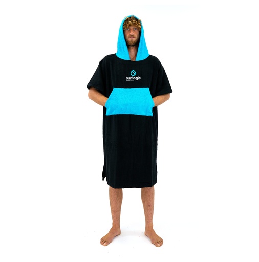 [59802] PONCHO SURFLOGIC NEGRO/CYAN