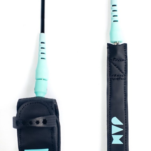 [2934] JAM SHREDDER Leash 6FT 6MM BLACK/TURQUOISE